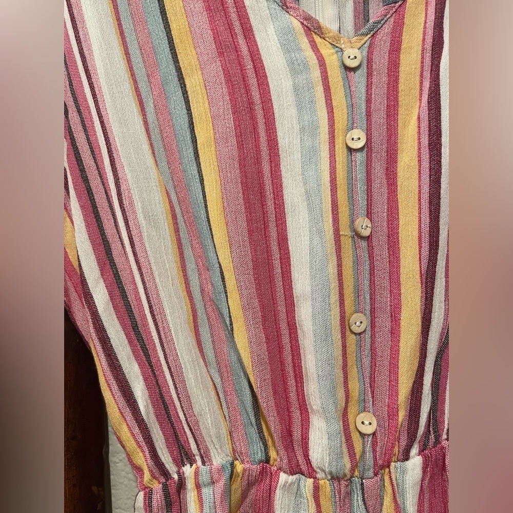 Andthewhy Multicolor short sleeve striped shorts romper size Small - Picture 3 of 7
